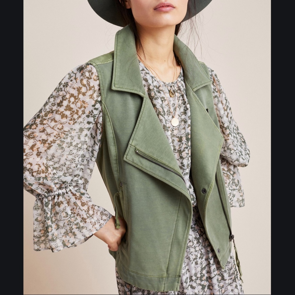 Anthropologie Marrakech Moto Vest in Green